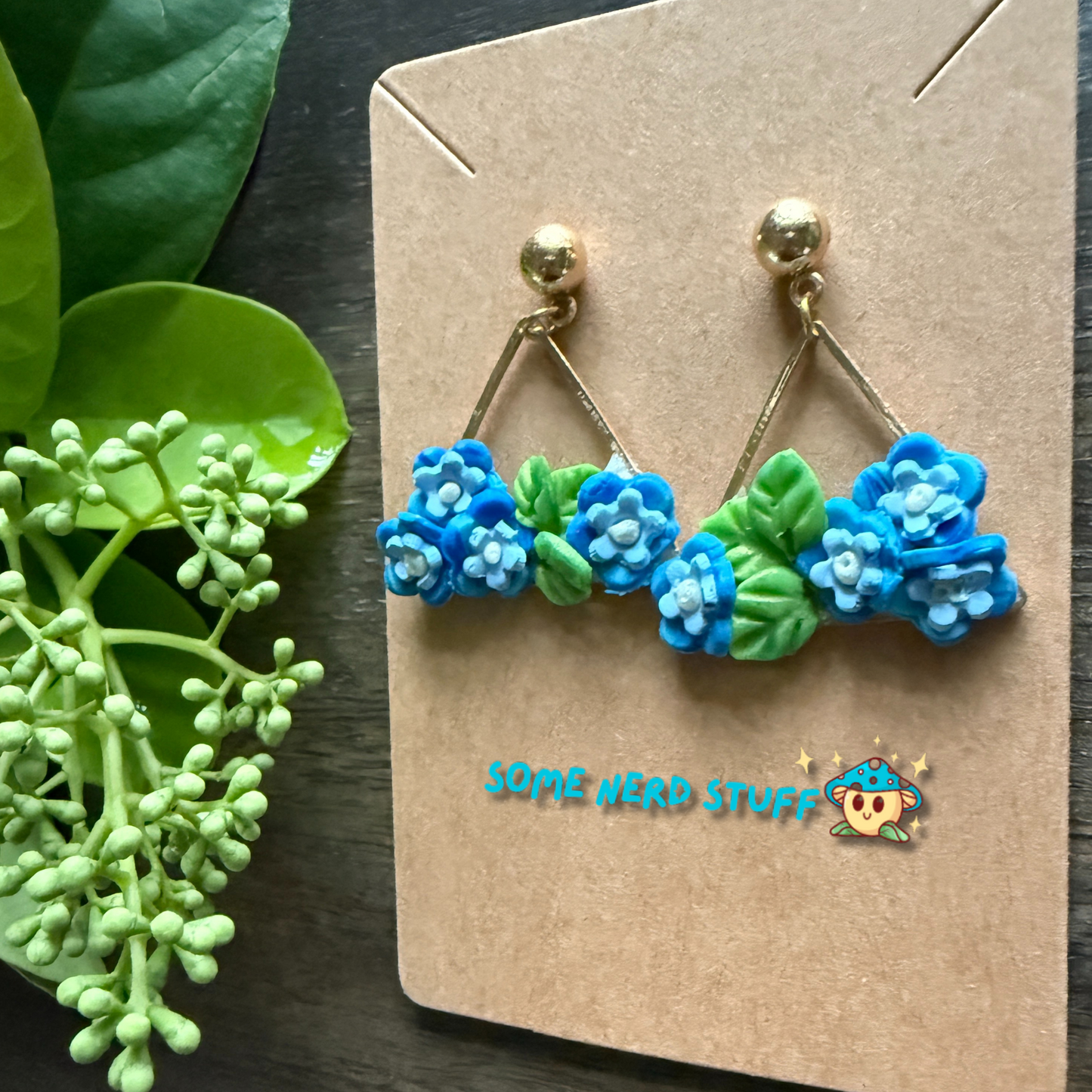 Manga Frieren: Beyond Journey's End Inspired Blue Moon Flower Polymer clay earrings made by SomeNerdStuff