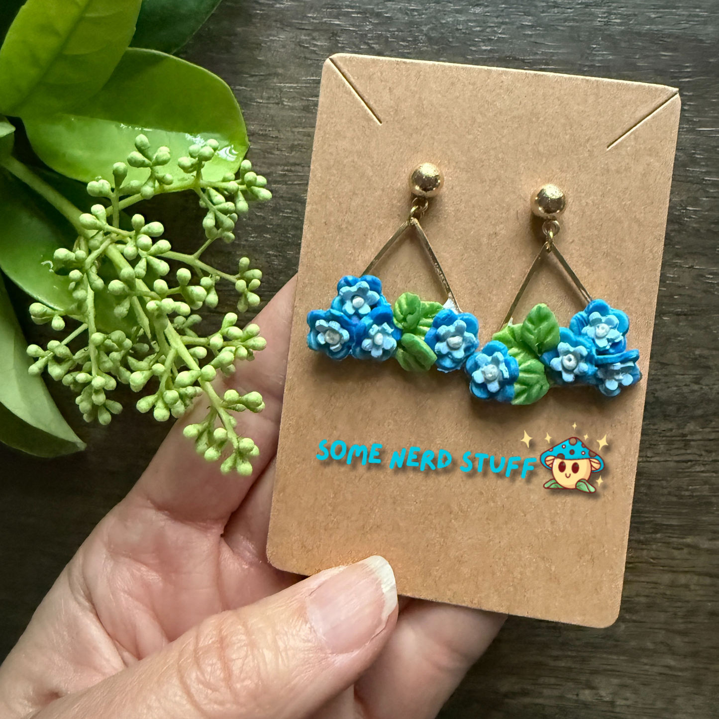Manga Frieren: Beyond Journey's End Inspired Blue Moon Flower Polymer clay earrings made by SomeNerdStuff