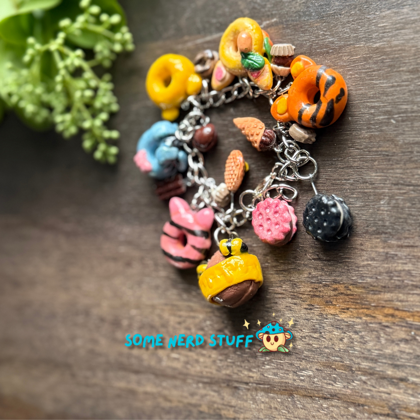 Disney Winnie the Pooh polymer Clay inspired bracelet with mini desserts and character charms made by SomeNerdStuff
