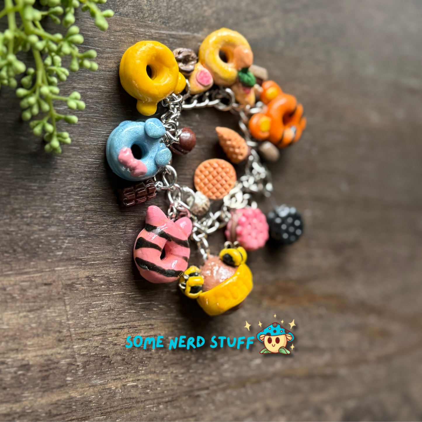 Disney Winnie the Pooh polymer Clay inspired bracelet with mini desserts and character charms made by SomeNerdStuff