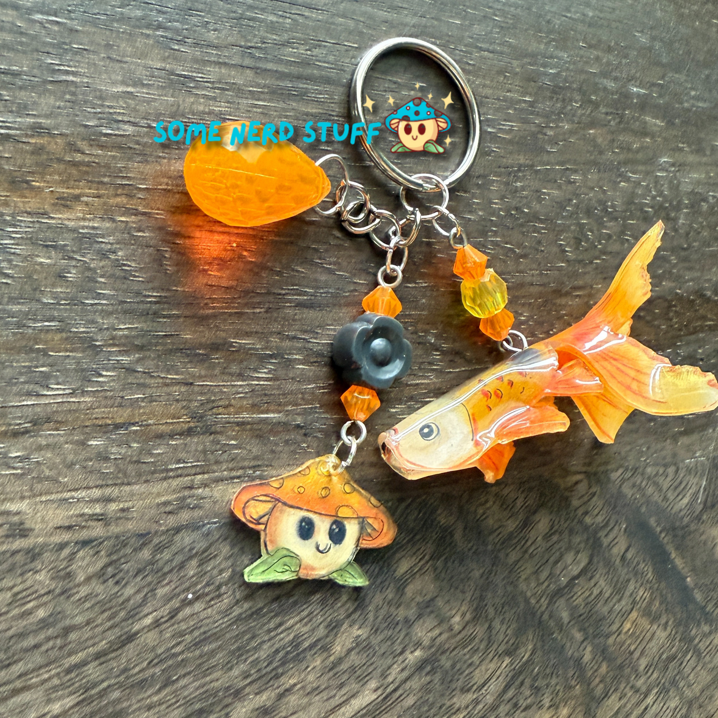 Koi Fish Serenity Keychain with Vibrant Beads.