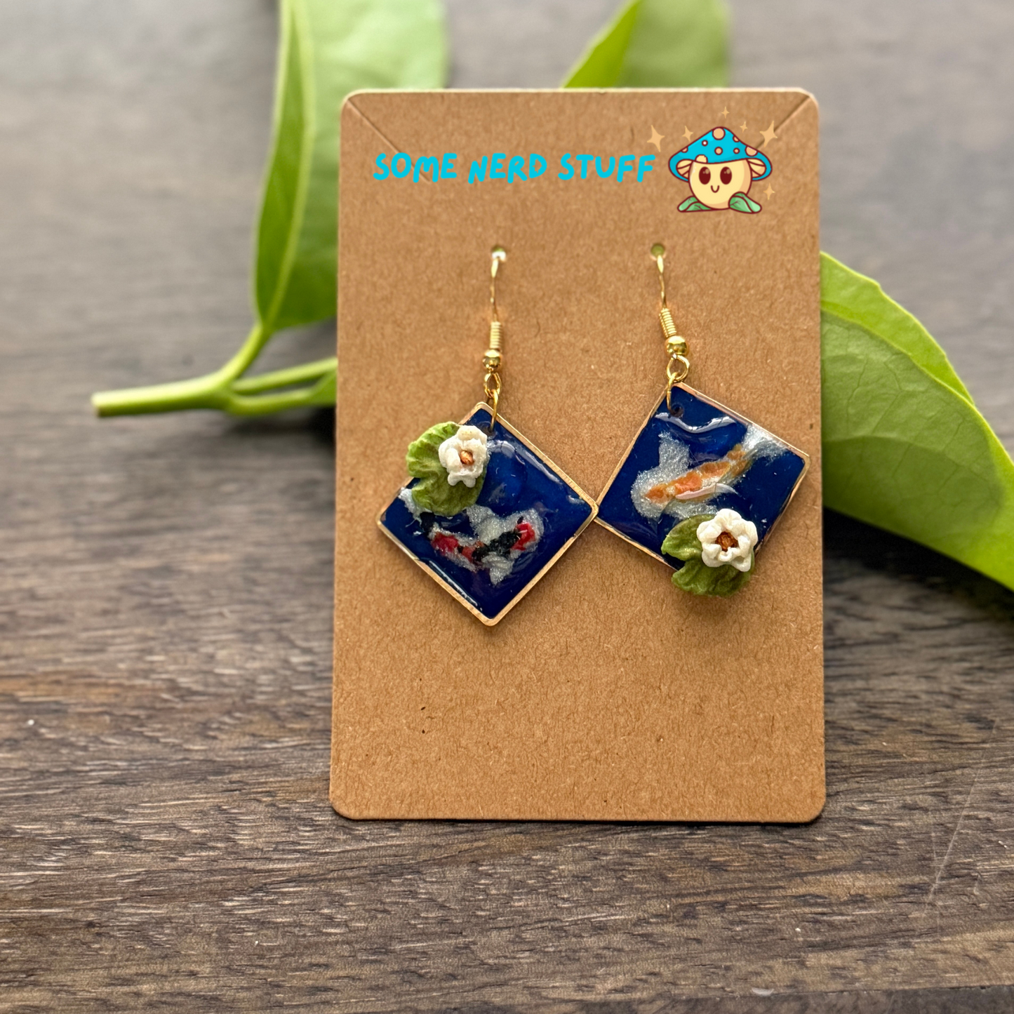 Koi Splash Pond Polymer Clay Earrings - Inspired by Animal Crossing