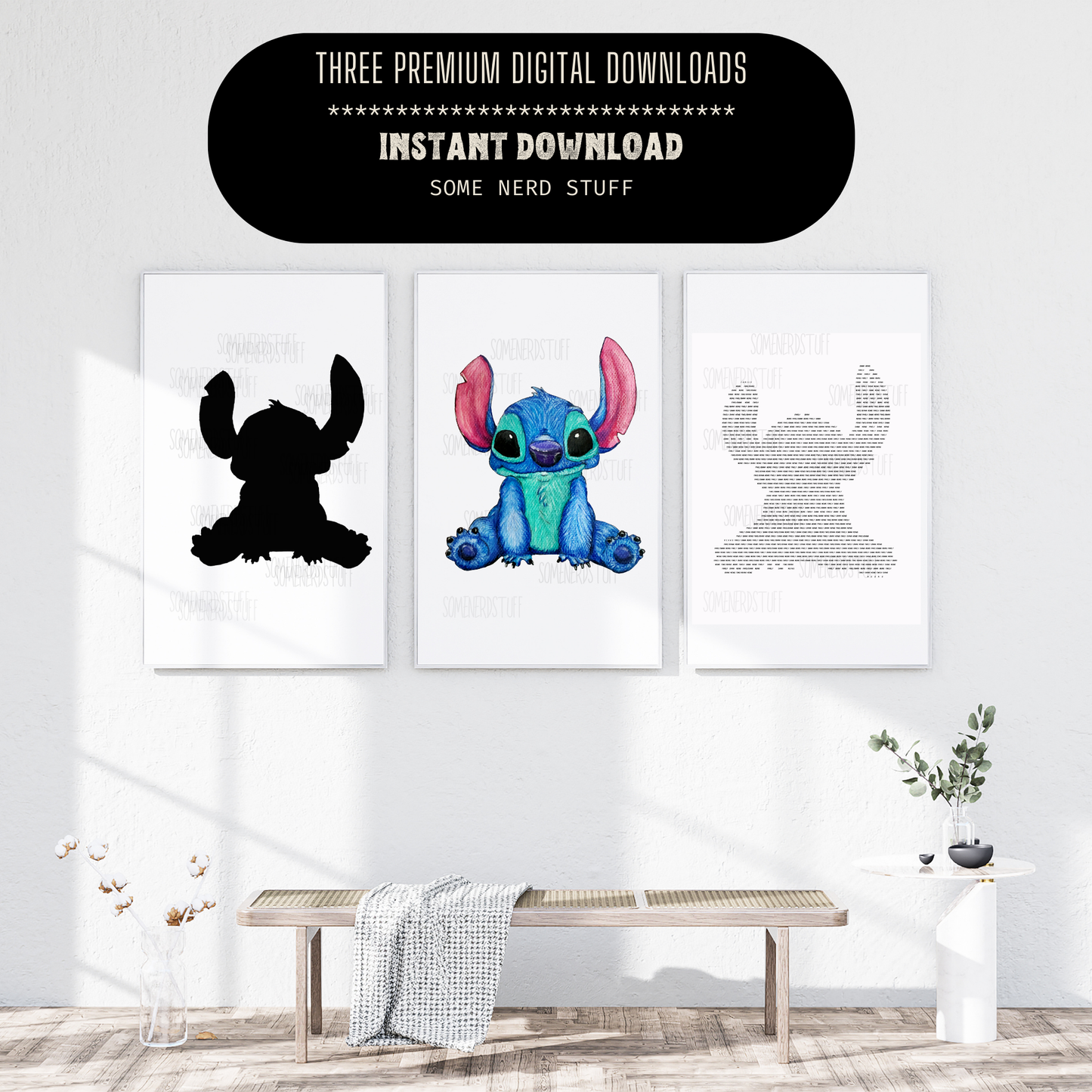 Three Stitch images included in this sale. Product is shown in example room in frame, but no other items are included in this sale