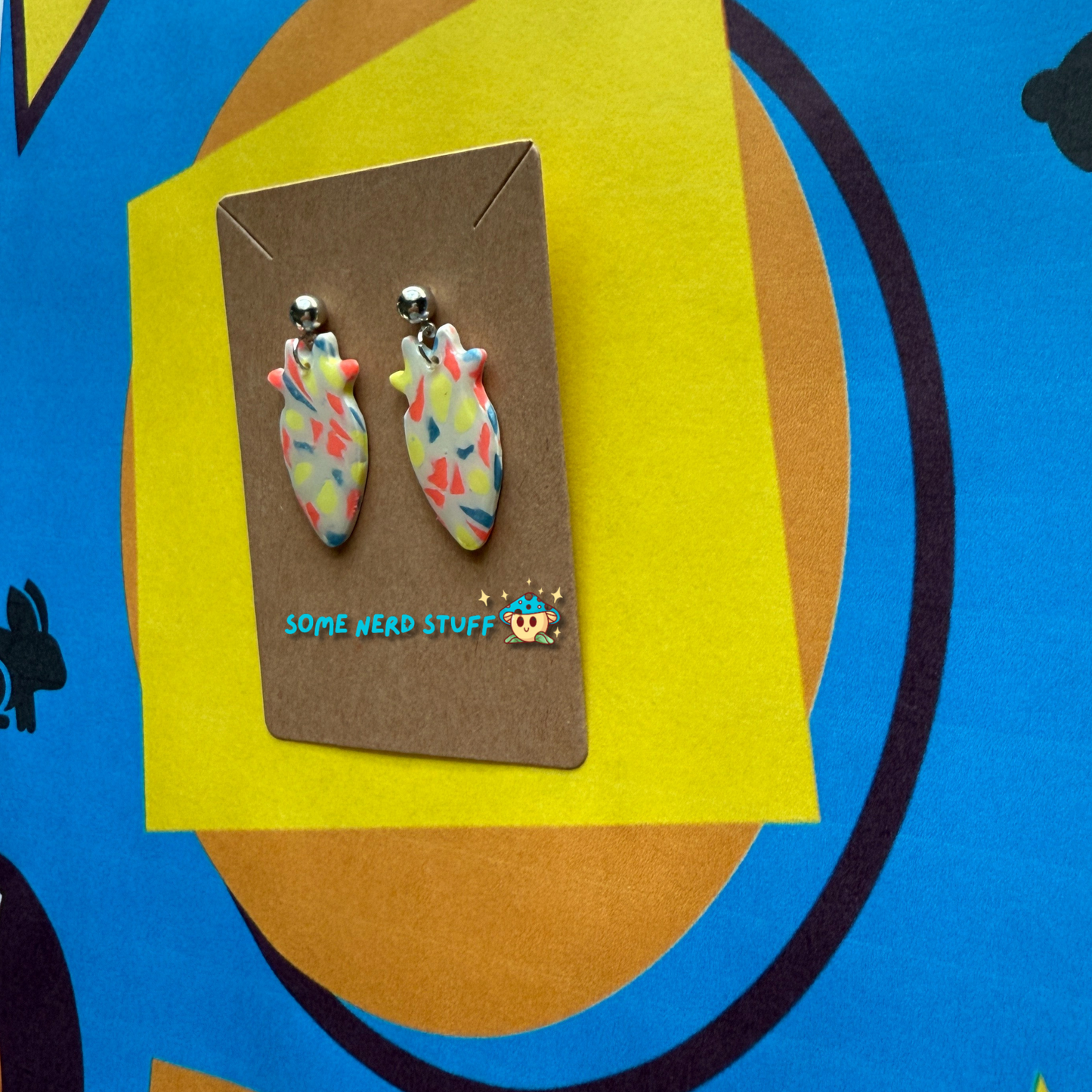 Carrot Silhouette Polymer Clay Earrings inspired by Saved by the Bell 90s show multicolor made by SomenerdStuff
