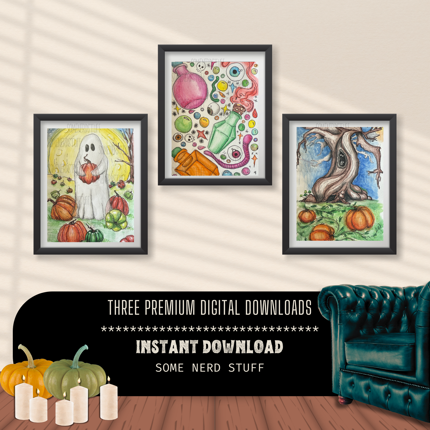 Three image bundle for sale. Showin in example room and no other items are included in this product. 
