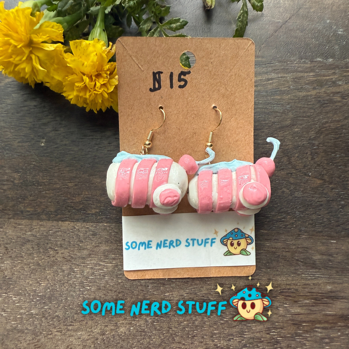 Candy peppermint swirl polymer clay earrings sold on somenerdstuff.com