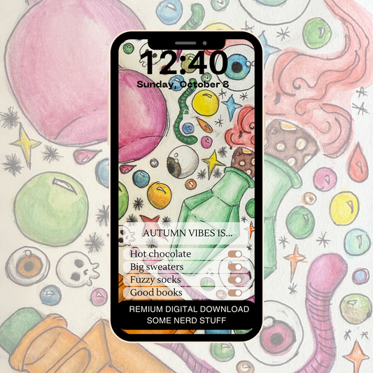Hand-drawn collage of potions, eyeballs, gems, stars, skulls, and elixers for sale in a digital download. No other products or items for sale in this purchase.