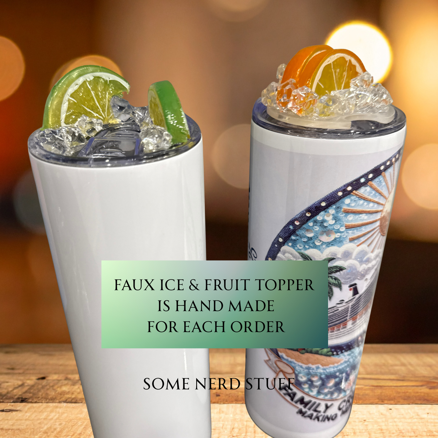 Fake Ice Lid with Fruit - Skinny Tumbler Top