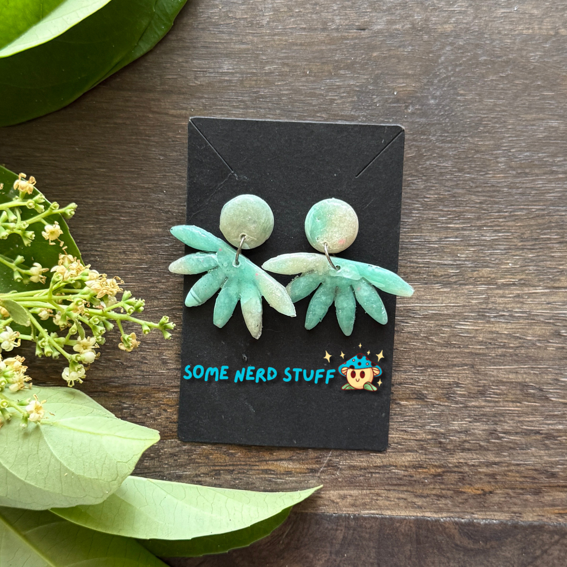 Faux polymer clay earrings with circle and horizon stone from SomeNerdStuff