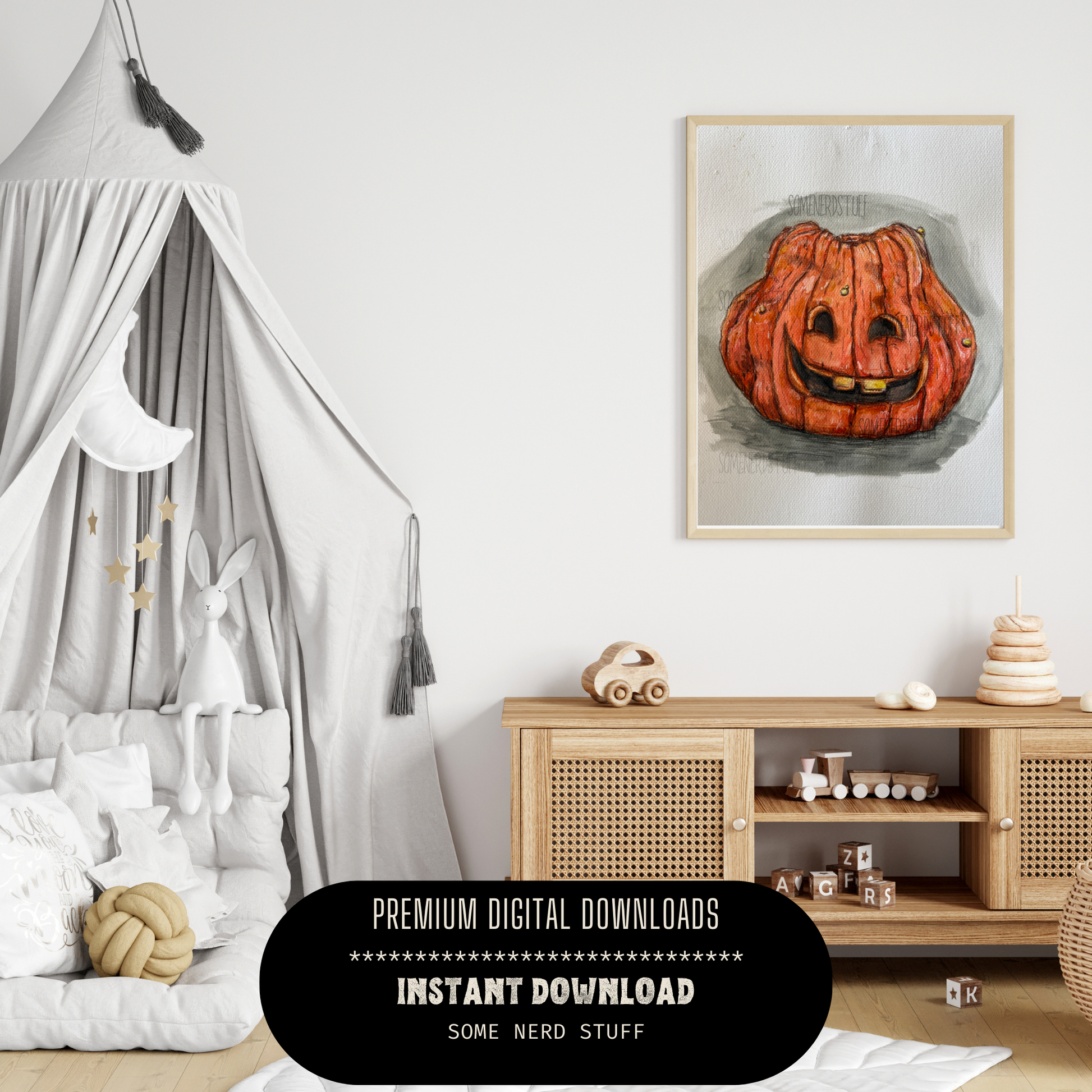 Pupkin digital download shown in example room. No other product included or for sale.