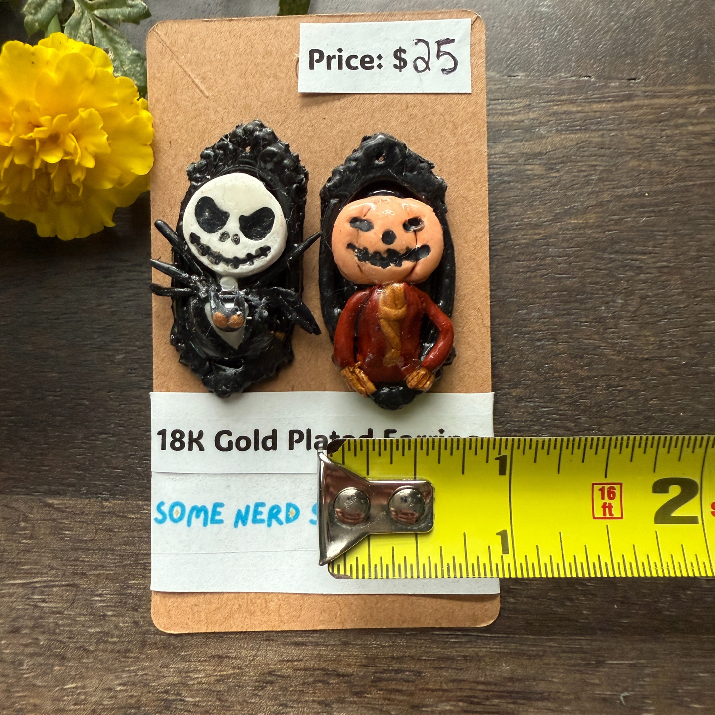 Jack Skellington and The Pumpkin King polymer clay earrings made by SomeNerdStuff The Nightmare Before Christmas inspired