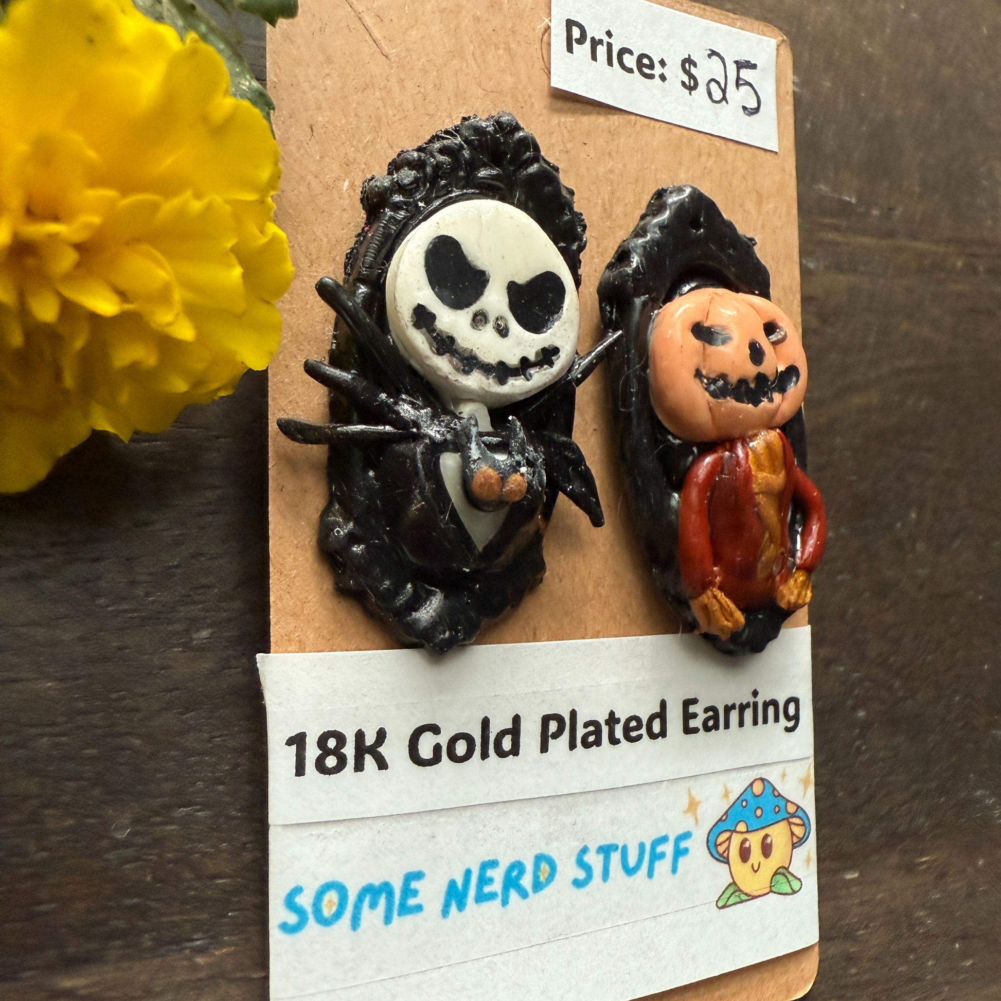 Jack Skellington and The Pumpkin King polymer clay earrings made by SomeNerdStuff The Nightmare Before Christmas inspired