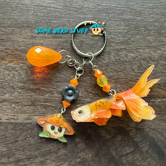 Koi Fish Serenity Keychain with Vibrant Beads.