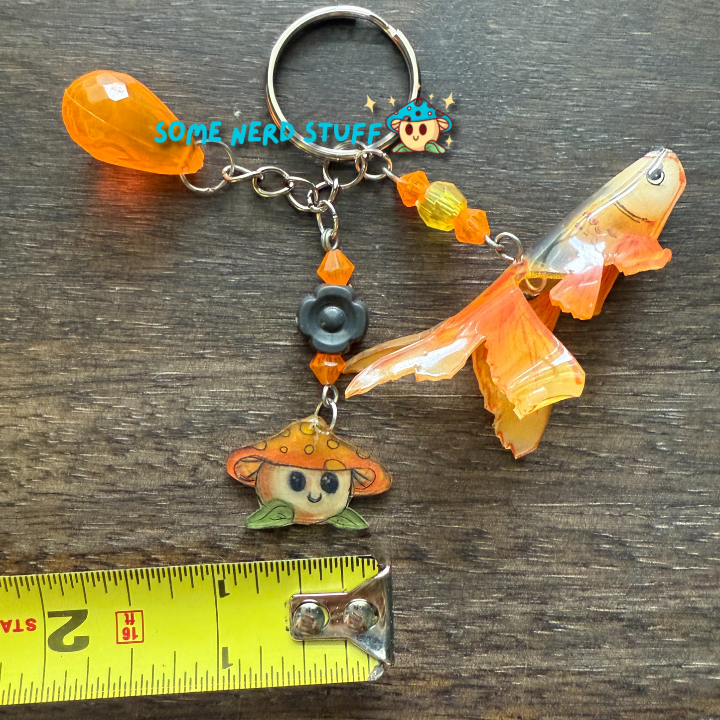 Koi Fish Serenity Keychain with Vibrant Beads.