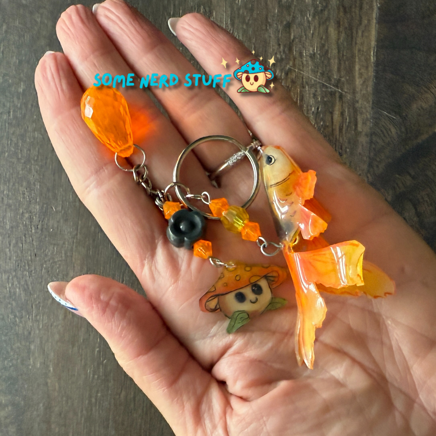Koi Fish Serenity Keychain with Vibrant Beads.