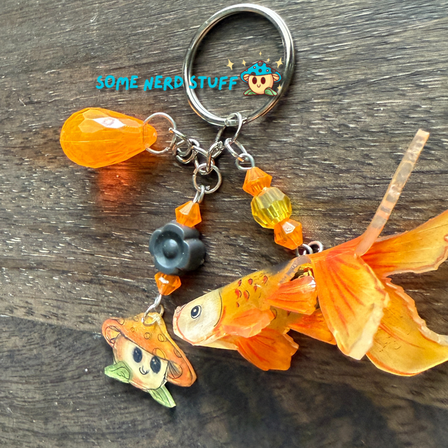 Koi Fish Serenity Keychain with Vibrant Beads.
