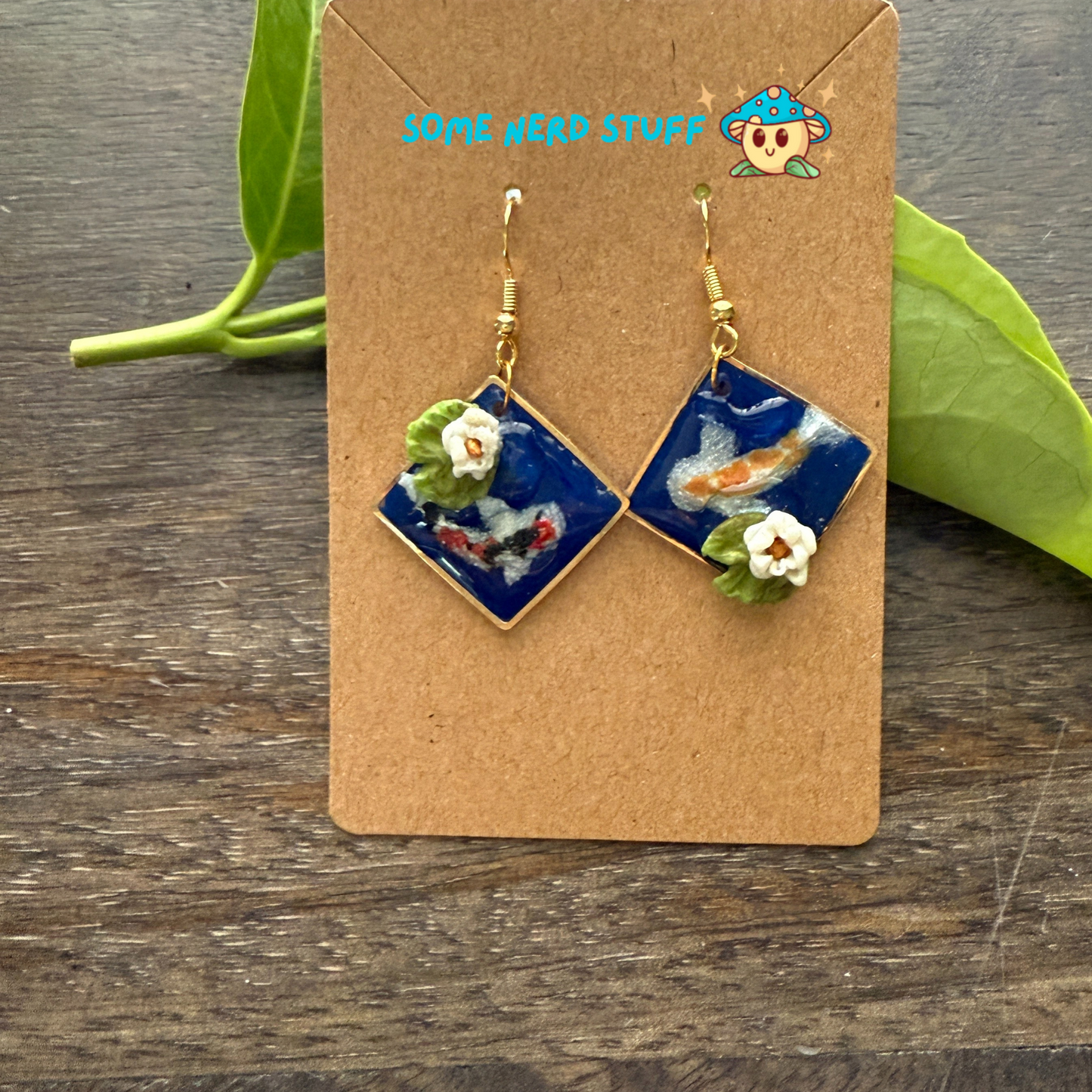 Koi Splash Pond Polymer Clay Earrings - Inspired by Animal Crossing