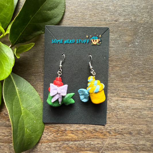 Cupcake Polymer Clay Earrings featuring Ariel and Flounder Inspired by Disney