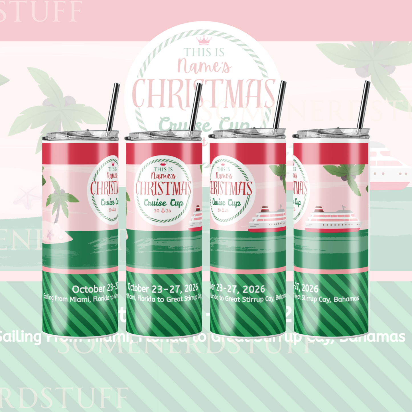 Christmas Cruise Tumbler - Boat and Island