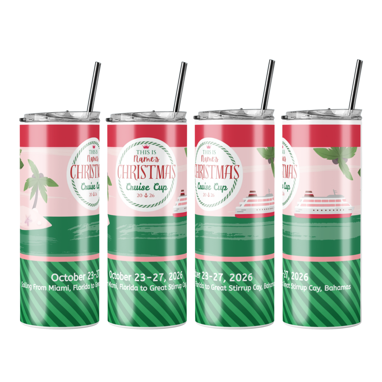 Christmas Cruise Tumbler - Boat and Island