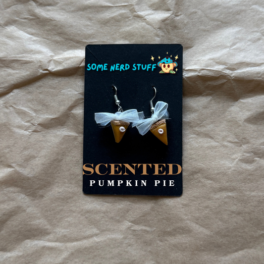 Scented Polymer Clay Pumpkin Pie Dangling Earrings made by SomeNerdStuff