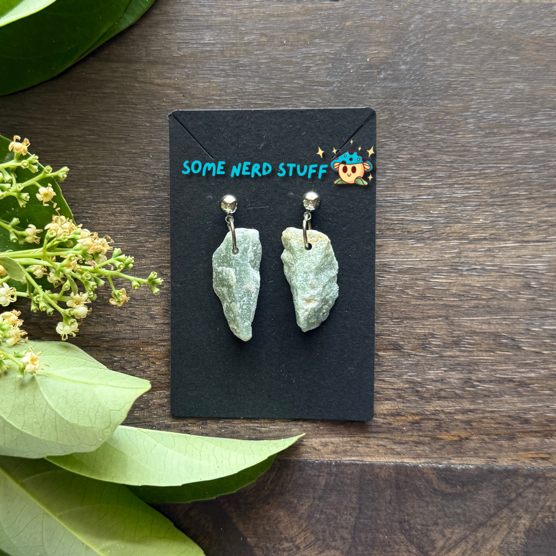 Rough Aquarmine Gemstone Dangling Earrings created by SomeNerdStuff