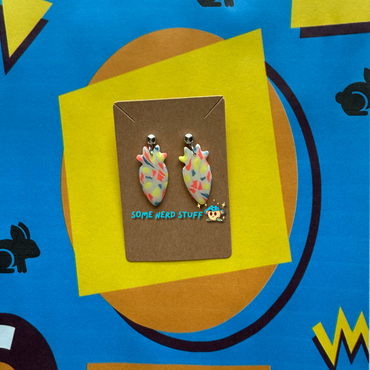 Carrot Silhouette Polymer Clay Earrings inspired by Saved by the Bell 90s show multicolor made by SomenerdStuff