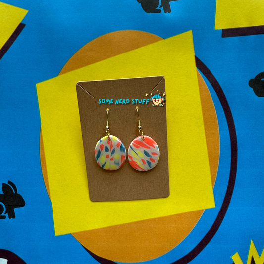 Elliptical Polymer Clay Earrings inspired by Saved by the Bell 90s show multicolor made by SomenerdStuff
