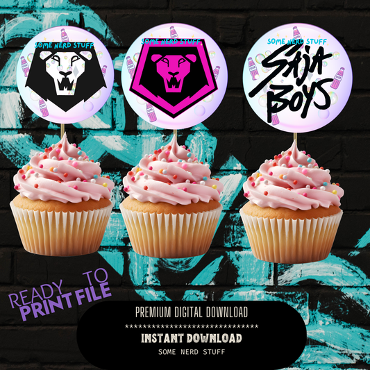 3" round digital kpop demon hunters cupcake or sticker printable -Logos