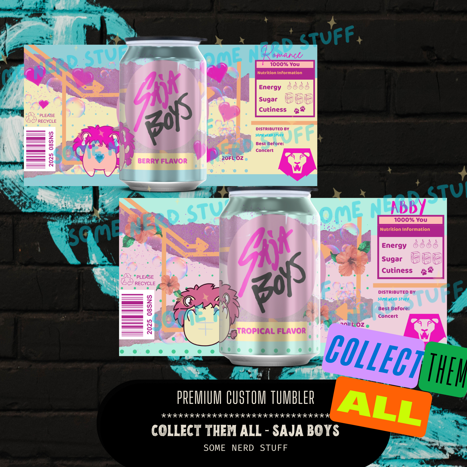 Saja Boys Abby and Romance Soda Can Tumbler with design