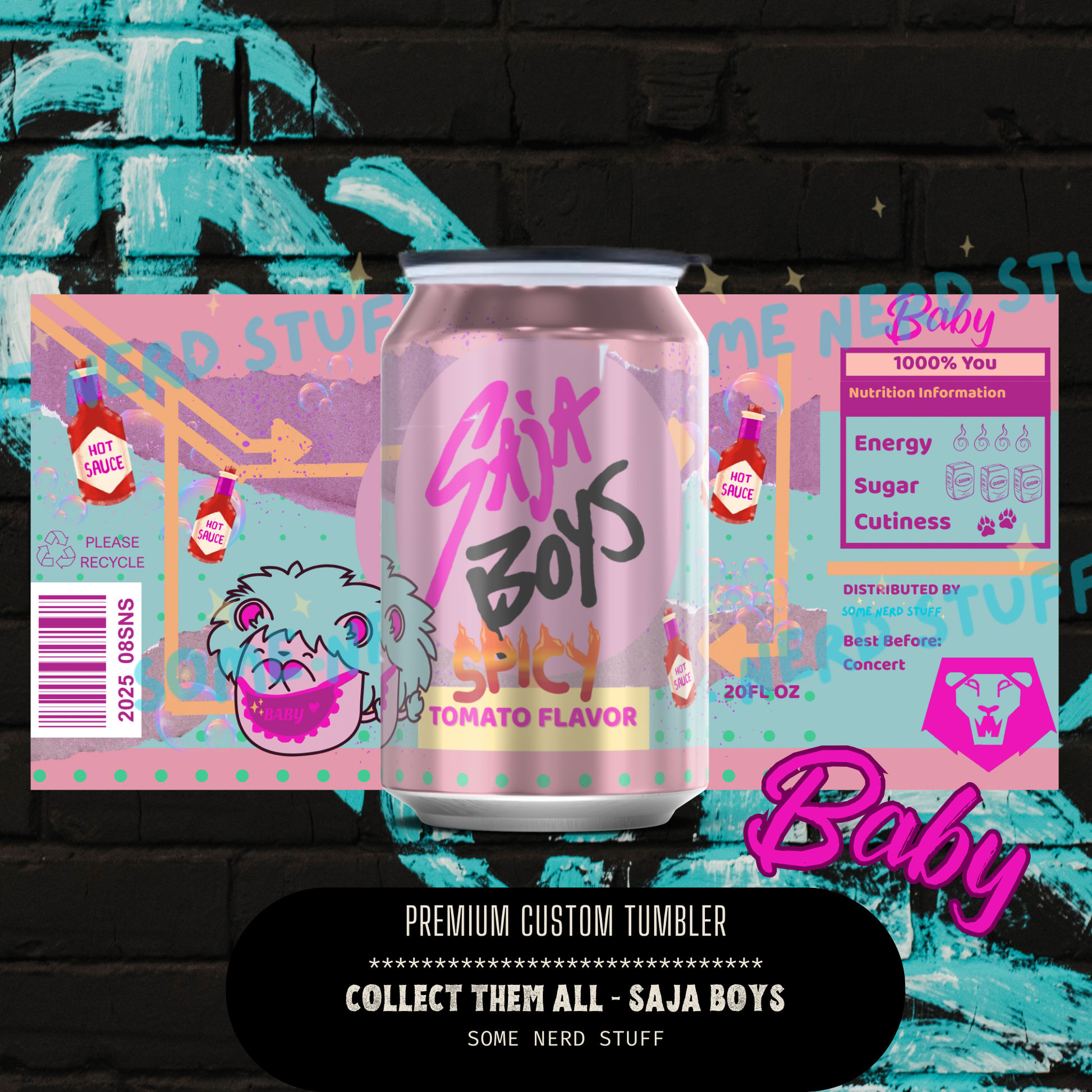 Saja Boys Baby Soda Can Tumbler with design