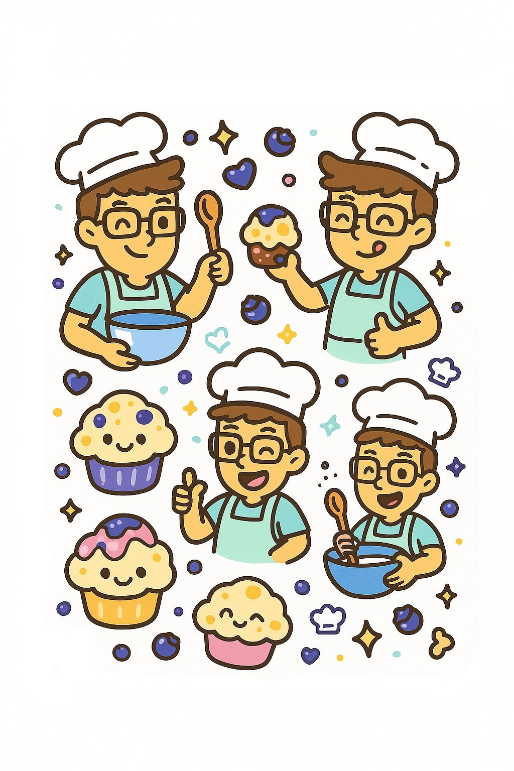 Chef Drew - Blueberry Muffin Ice Cream Sticker sheet