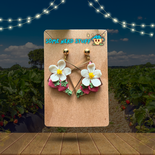 Strawberry Floral Framed Studs