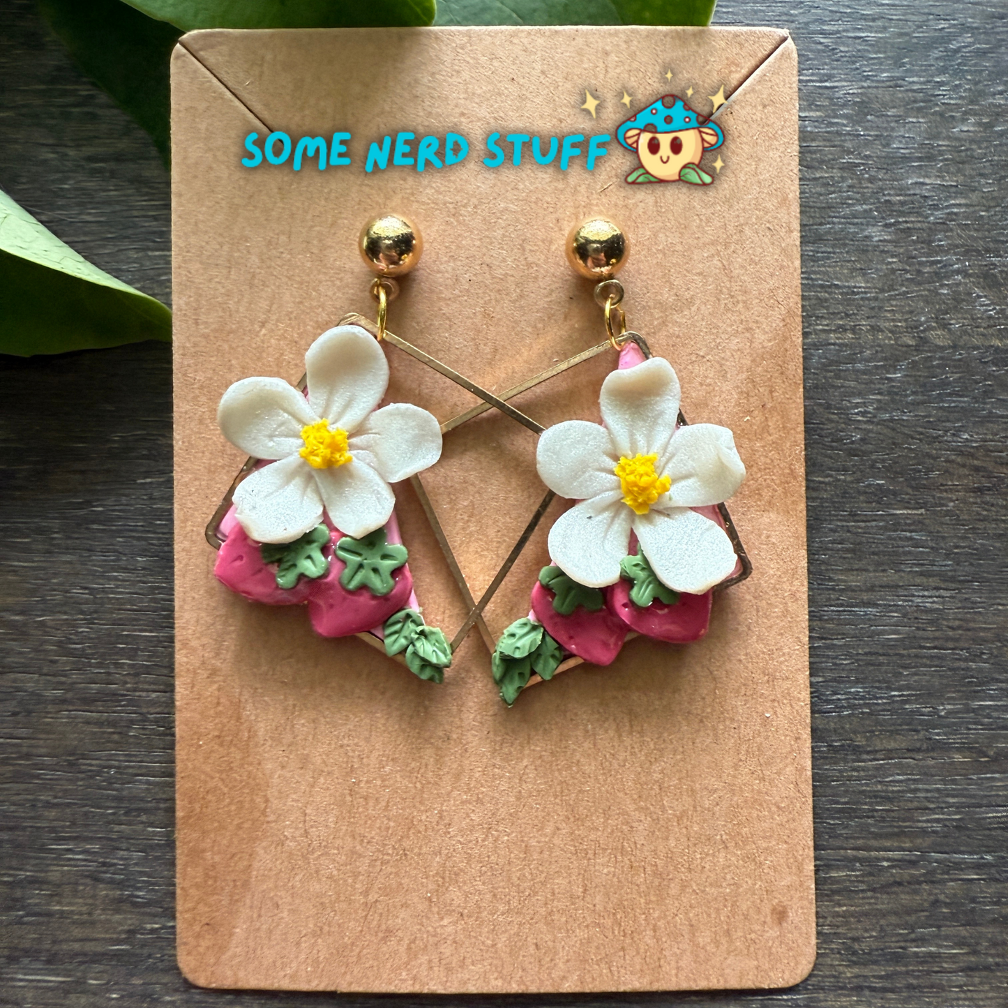 Strawberry Floral Framed Studs
