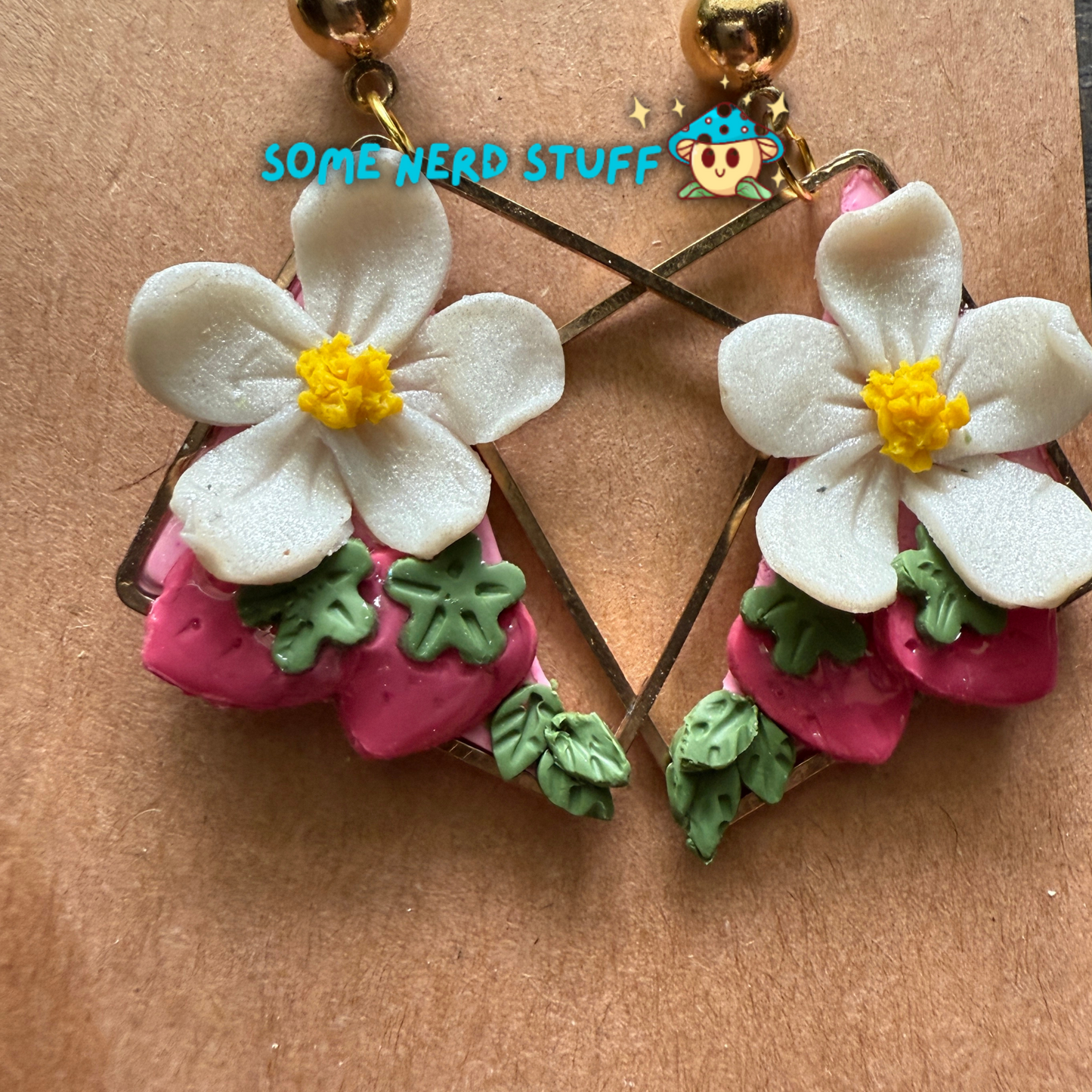 Strawberry Floral Framed Studs