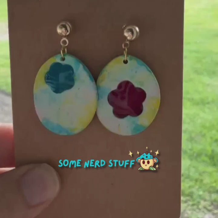 Polymer clay Love by you song Steven Universe inspired jewlery earrings Video made by SomeNerdStuff