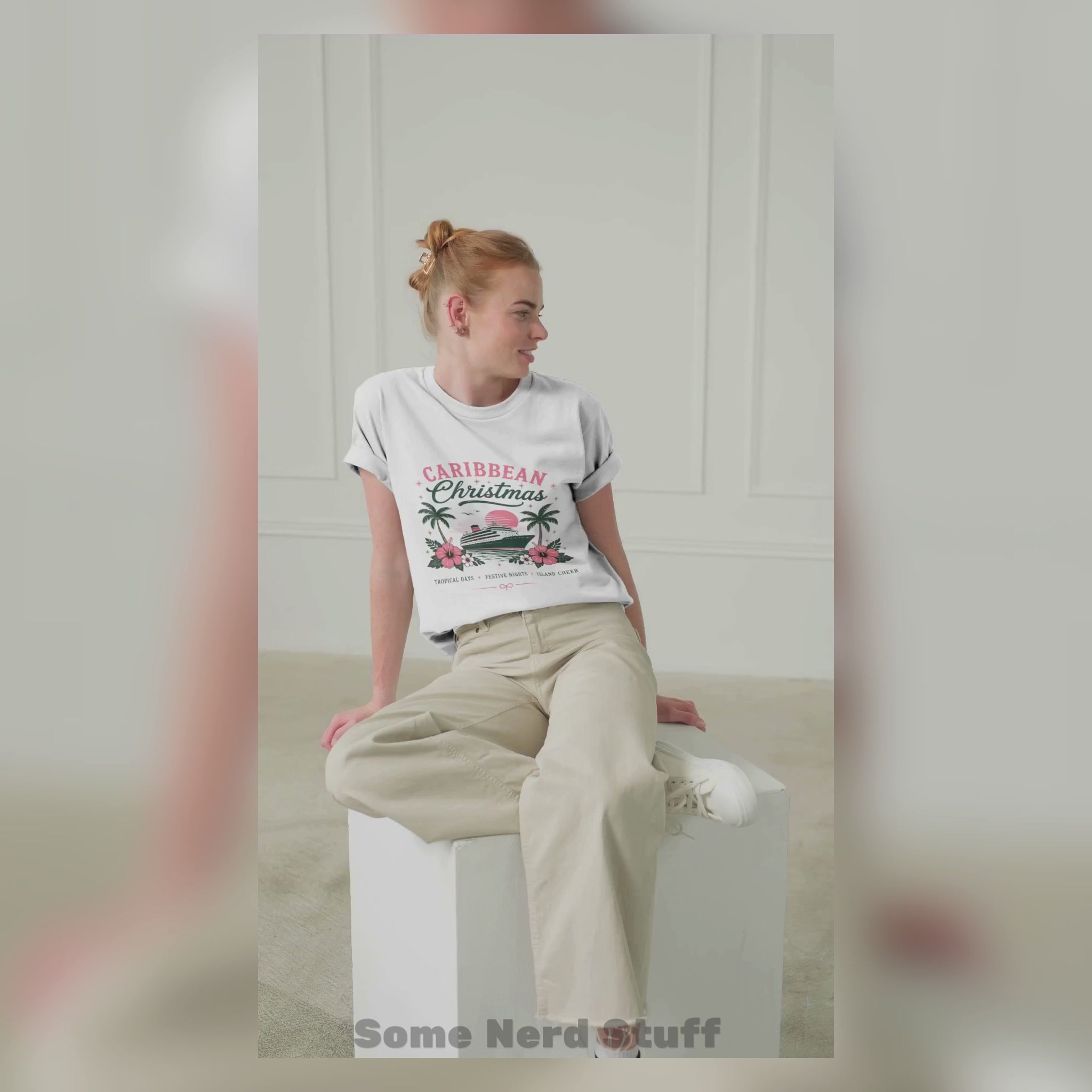 Video showcasing the Caribbean Christmas Cruise Shirt featuring a tropical holiday cruise ship design inspired by Christmas at sea.